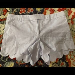 J Crew 4” linen cotton scalloped hem short